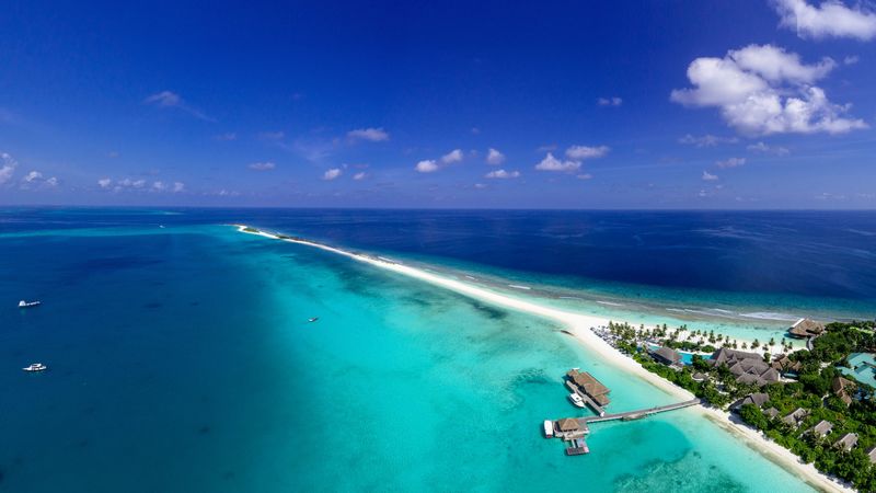 island, ocean, aerial view, tropics, vacation, paradise, 4k