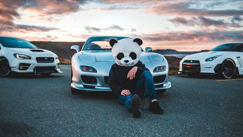 mask, panda, mazda, cars, racing, 4k