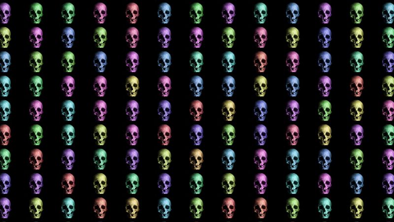 skull, colorful, texture, 4k