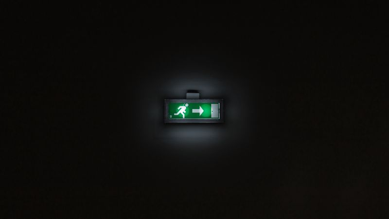 exit, pointer, sign, backlight, dark, 4k