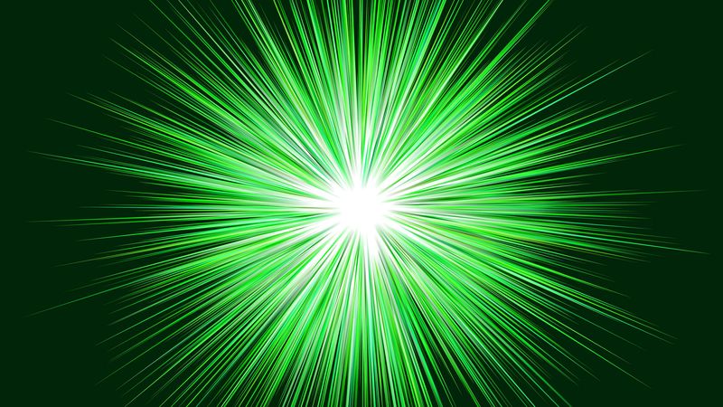 rays, shine, green, bright, 4k