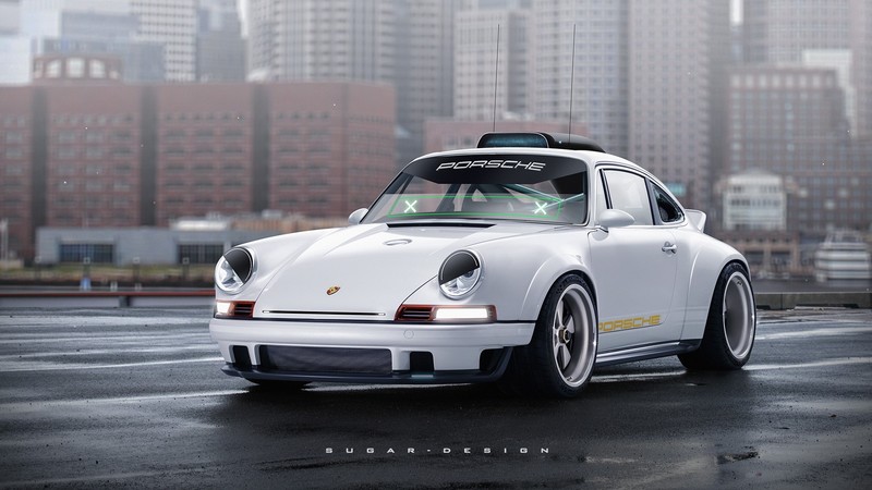 Porsche, car, vehicle, white cars, bug