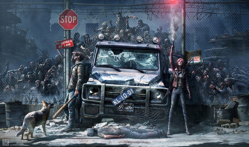 artwork, video game art, zombies, car, vehicle