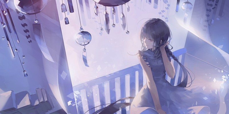 anime, anime girls, indoors, dress, violet