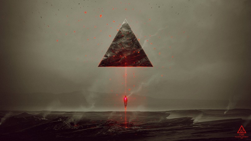 digital art, triangle, pyramid, fantasy art, men, enigma, science fiction