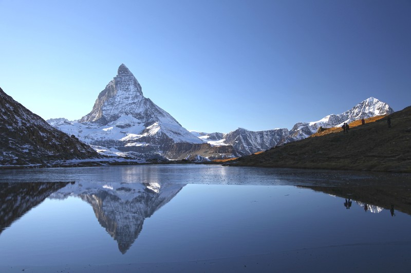 mountains, water, clear sky, peaceful, snow, landscape, Matterhorn