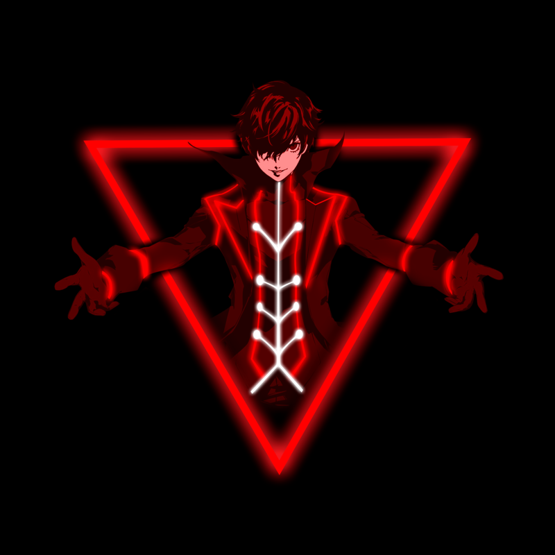 Persona 5, anime boys, anime men, neon, Joker, simple background, triangle