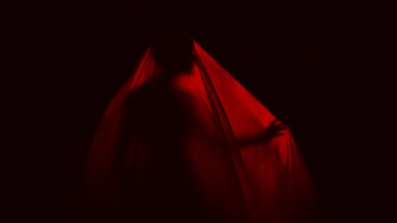 silhouette, man, fabric, dark, 4k