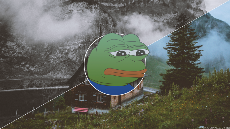 Pepe (meme), picture-in-picture, frog, trees