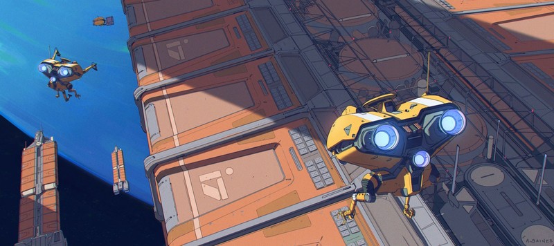 artwork, space, planet, drone, science fiction, spaceship, futuristic, comic art, concept art