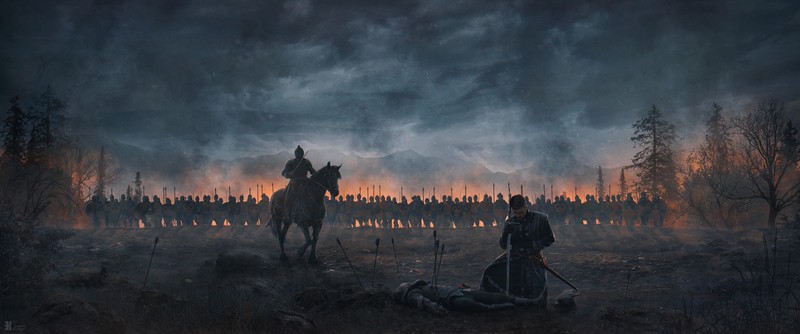 digital art, knight, soldier, army, warrior, war, horse, arrows, artwork, sword, Evgenij Kungur