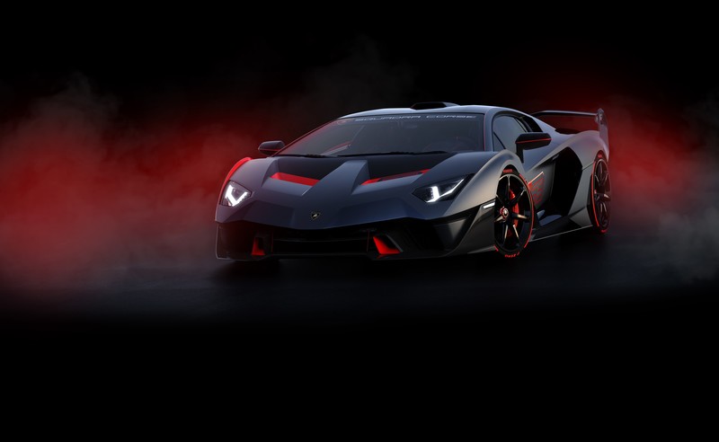 car, vehicle, Super Car, supercars, Lamborghini, Lamborghini SC18, Lamborghini SC18 Alston, Lamborghini Aventador, front angle view, smoke background