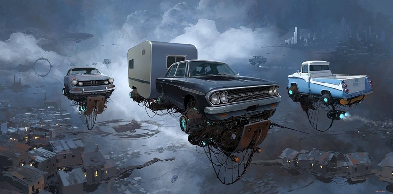 futuristic, digital art, car, artwork, vehicle, cyberpunk