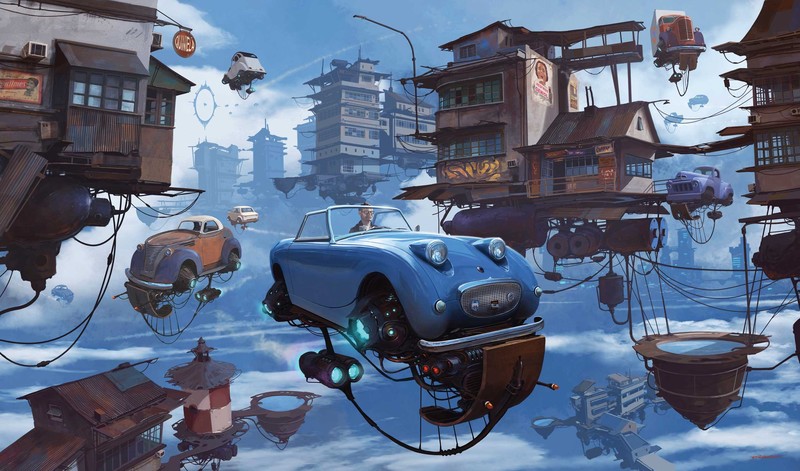 car, futuristic, science fiction, vehicle, artwork, cyberpunk