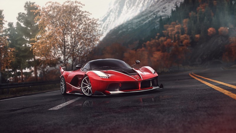 artwork, Ferrari, car, vehicle, road, Ferrari FXX-K