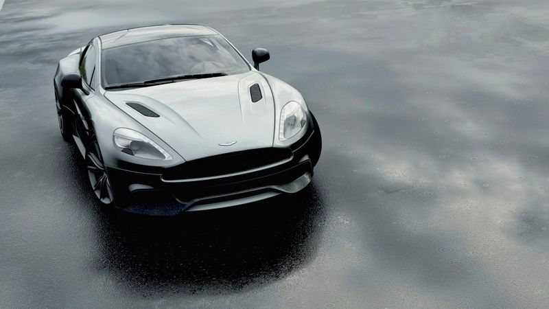 aston martin dbs v12, aston martin, black, front view, 4k