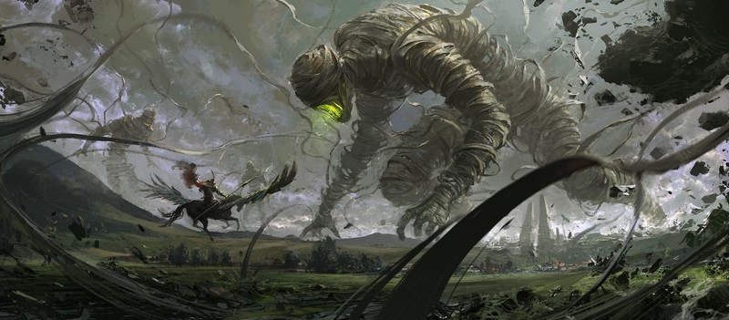 digital art, warrior, horse, giant, mummy, war, fantasy art, su jian