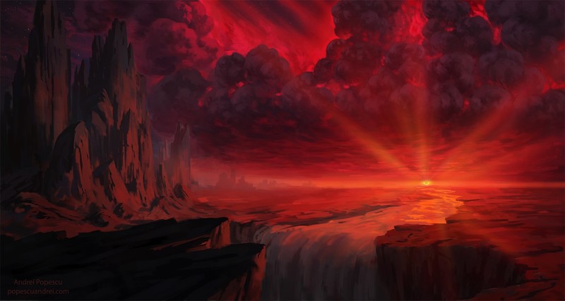 artwork, sunrise, landscape