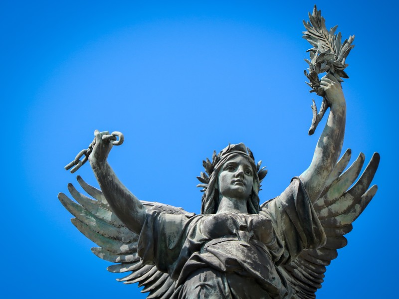 liberty, statue, France, Bordeaux, blue, clear sky