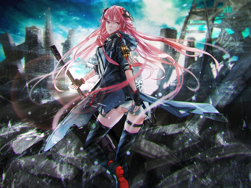anime girls, anime, pink hair, long hair