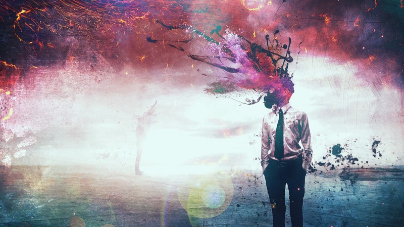 digital art, men, abstract, painting, tie, paint splash