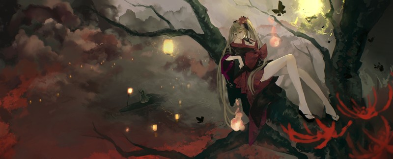 anime, anime girls, legs, fantasy art, long hair, trees, nature