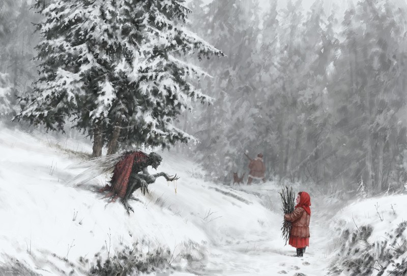 digital, artwork, creature, snow, winter