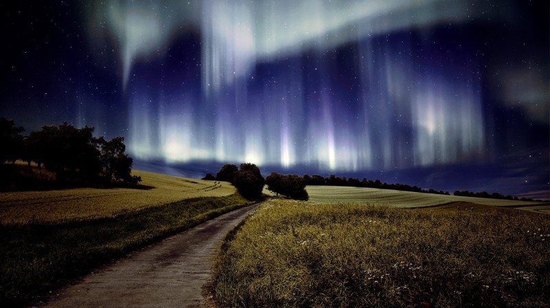 light graffiti, nature, landscape, dark, sky, field, stars
