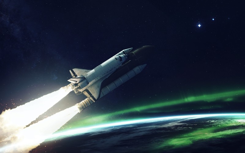 Vadim Sadovski, space, space shuttle, space art, digital art, planet