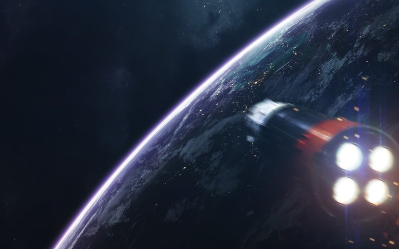 rocket, digital art, space, space art, planet, vehicle, Vadim Sadovski