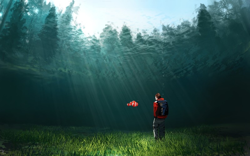 underwater, fish, nature, landscape, artwork