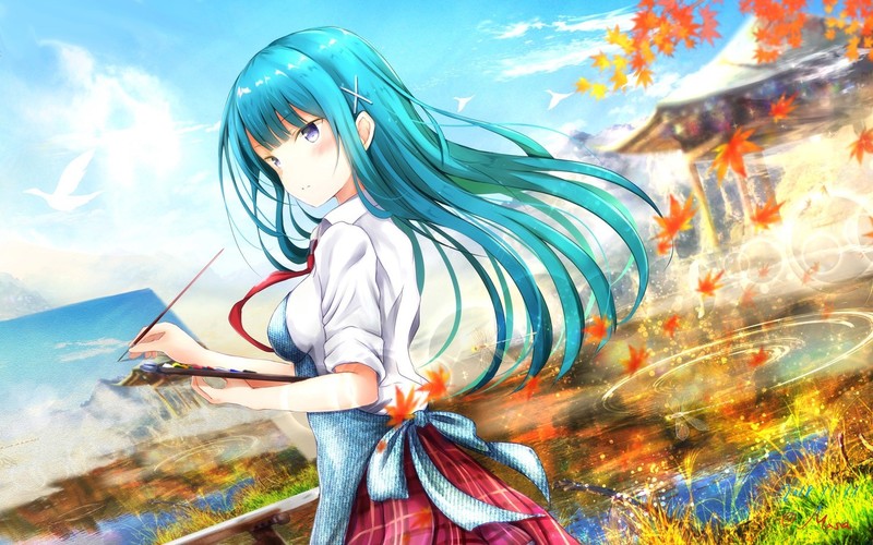 anime girls, long hair, picture