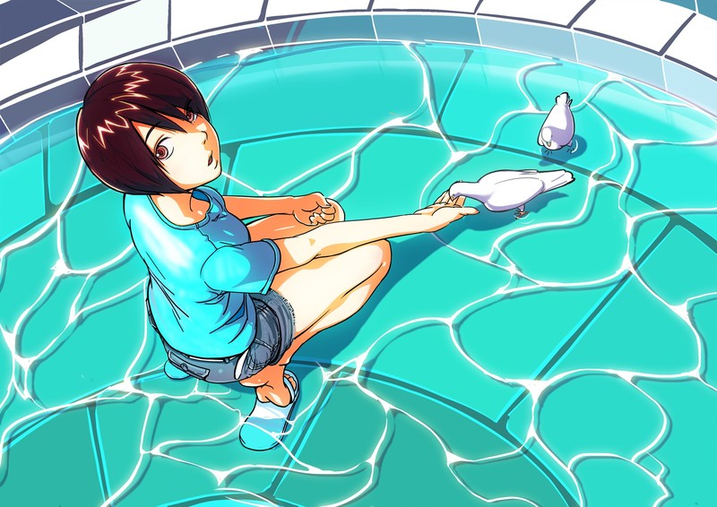 anime girls, anime, high angle