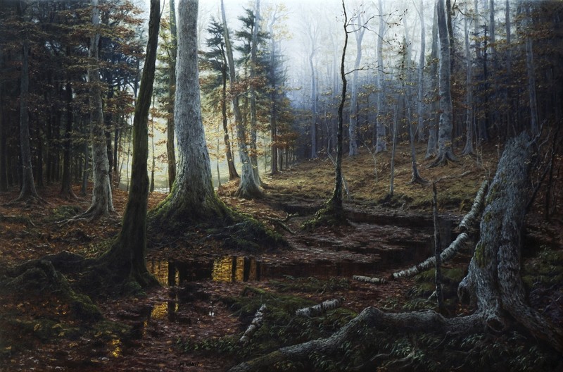 landscape, nature, trees, forest, painting