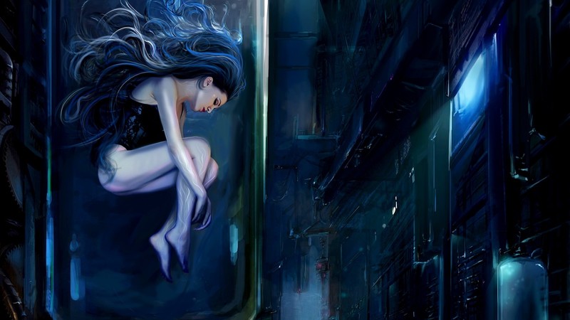women, artwork, science fiction, barefoot, long hair