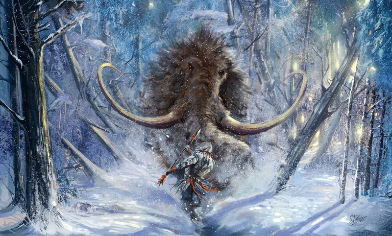fantasy art, mammals, artwork, mammoths