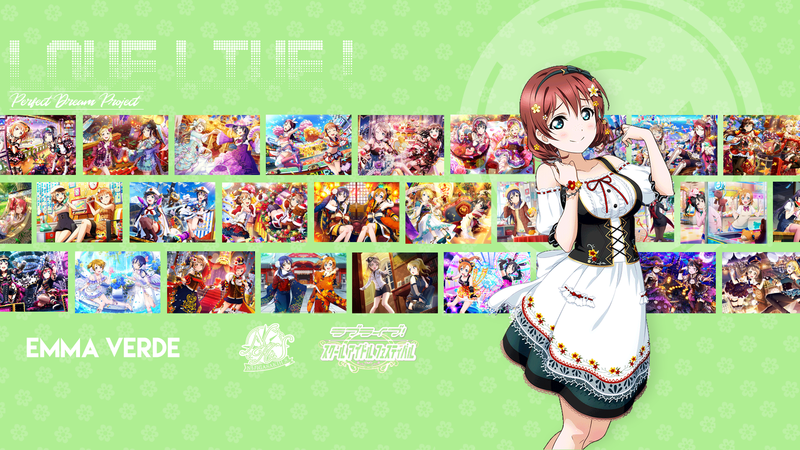 Love Live!, anime, anime girls, dress, green background