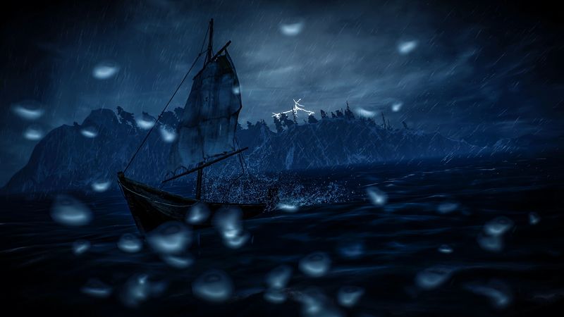sail, boat, storm, dark, 4k