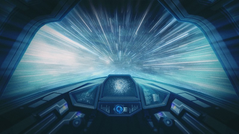 science fiction, digital art, space, spaceship, cyan