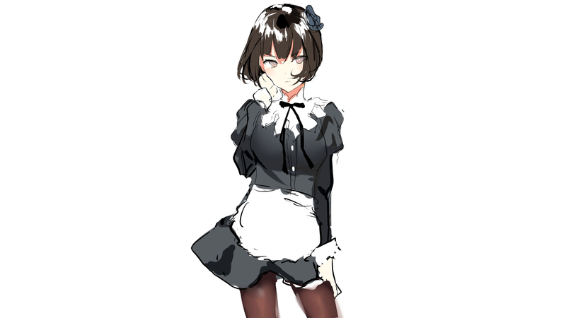 anime, manga, anime girls, simple background, minimalism, maid, short hair