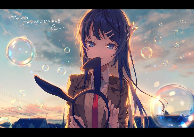 Seishun Buta Yarō wa Bunny Girl-senpai no Yume wo Minai, anime girls, Sakurajima Mai, bunny ears, anime, Seishun Buta Yarou wa Bunny Girl Senpai no Yume o Minai