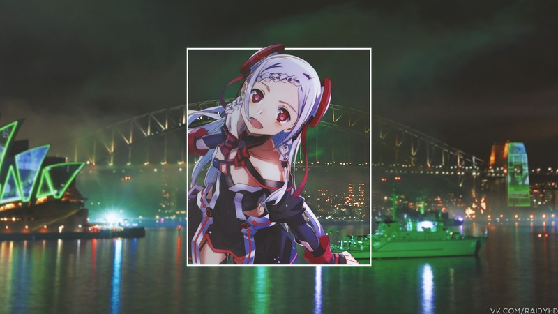 anime girls, anime, picture-in-picture, red eyes, open mouth