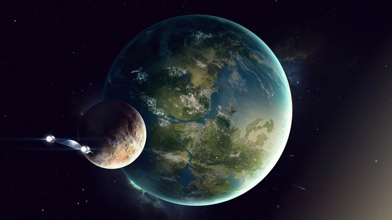planet, space, space art, science fiction, spaceship, digital art