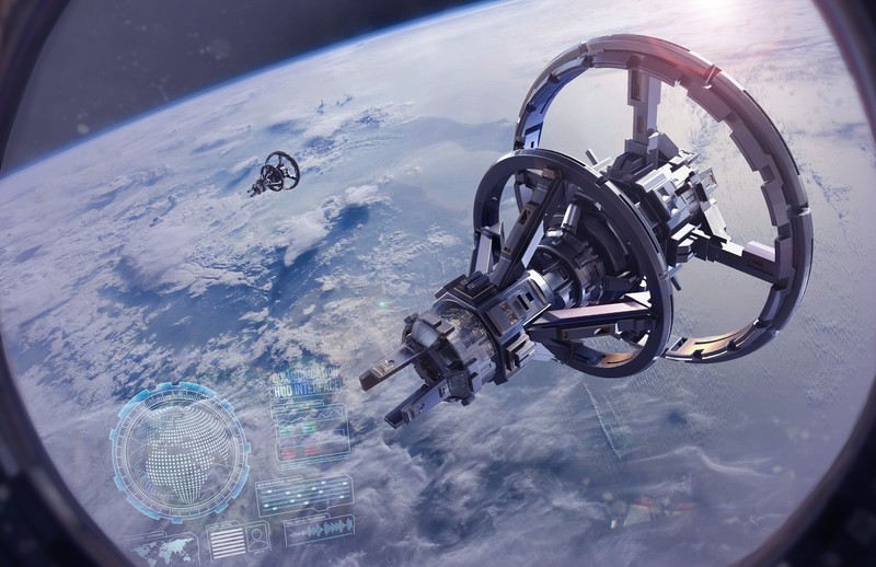 science fiction, space station, space, space art