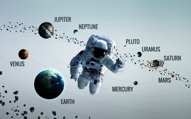 Solar System, space, space art, astronaut, planet