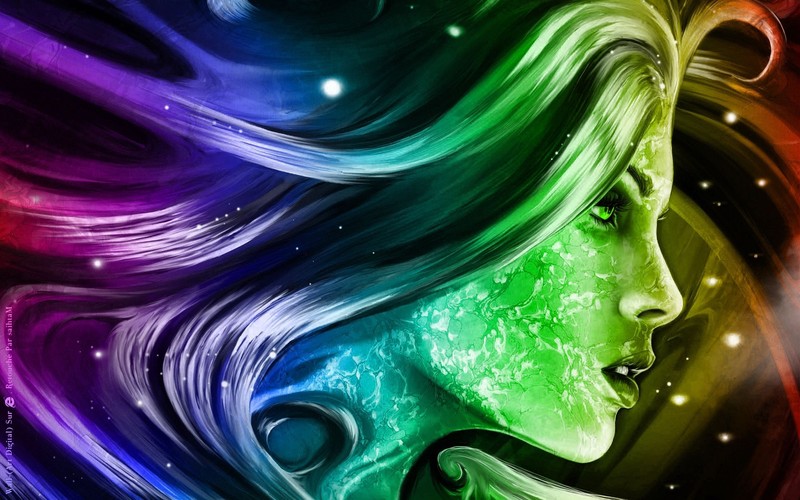 abstract, artwork, women, face, profile, colorful