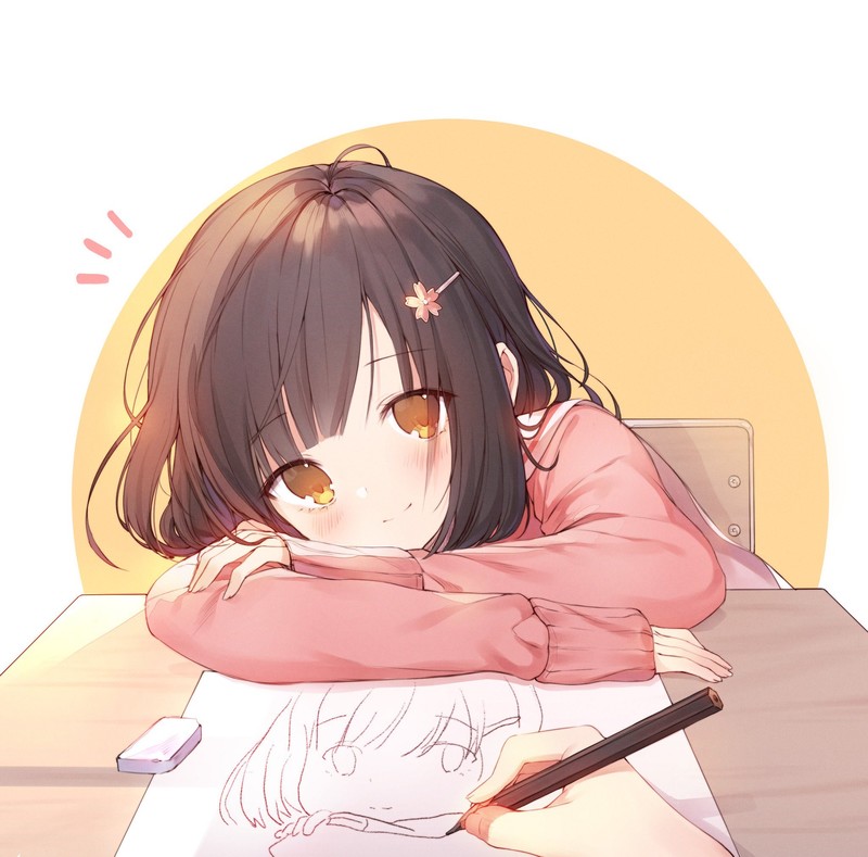 anime, anime girls, simple background, white background, flower in hair