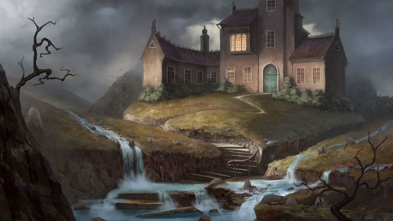 castle, river, current, stairs, 4k