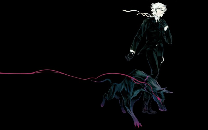 manga, dark, dog, black background