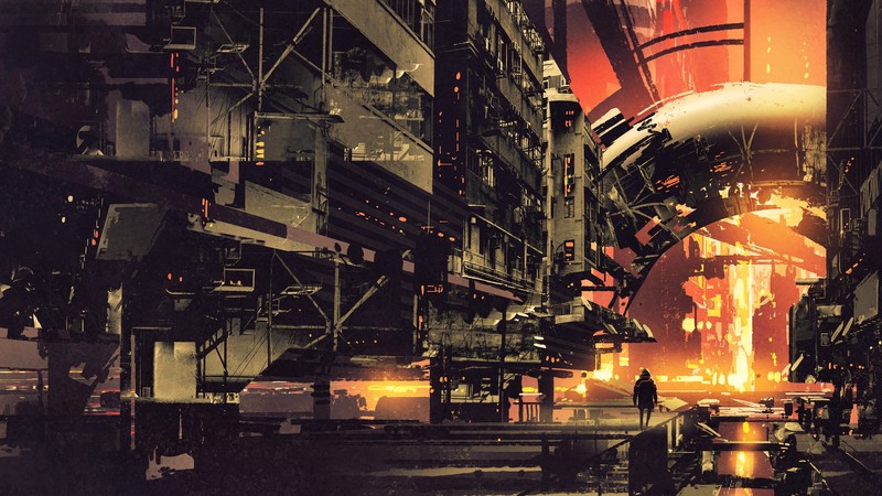 artwork, futuristic city, cyberpunk, cyber, science fiction, digital art, concept art, fantasy art, fan art, cityscape, city